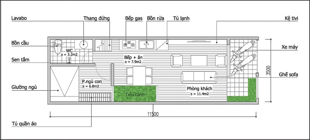bản vẽ của ngôi nhà ống 40m2 cực đẹp