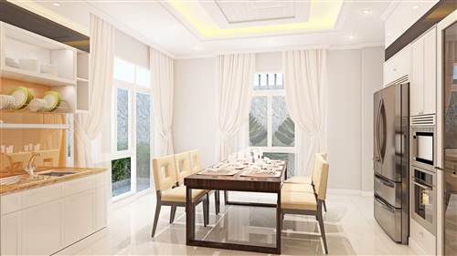 Cải tạo sửa chữa nhà phố với phòng bếp với tông màu trắng kết hợp hệ chiếu sáng được bố trí khéo léo sưởi ấm cho gian bếp.