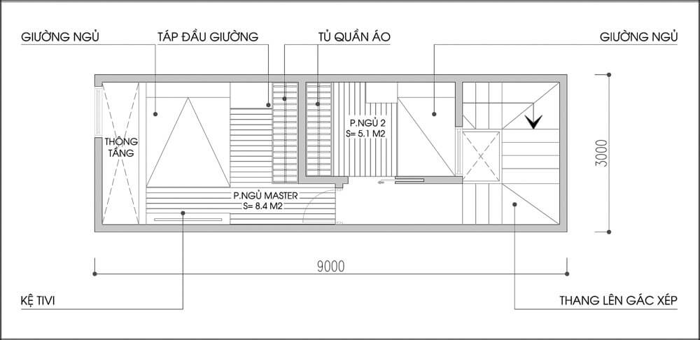 Mặt bằng tư vấn thiết kế nội thất tầng lửng.