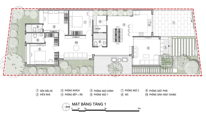 Mặt bằng thiết kế nhà 1 tầng.