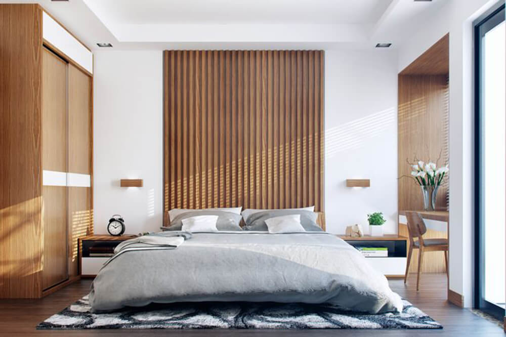 Thiết kế nhà ống 1 tầng, với phòng ngủ bố mẹ với gam màu trang nhã hiện đại. Thiết kế nhà ống 1 tầng, với phòng ngủ bố mẹ với gam màu trang nhã hiện đại.
