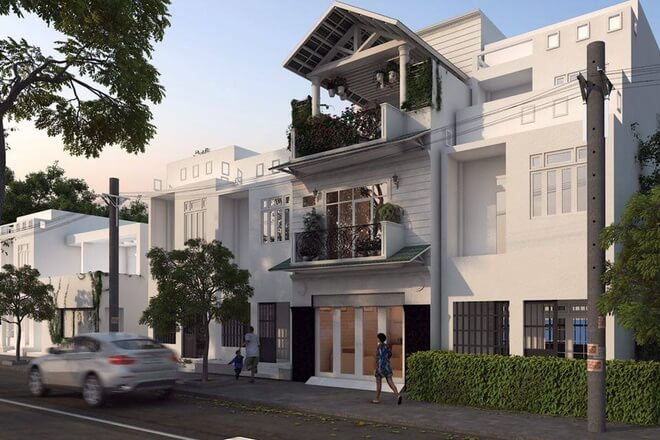 Mặt tiền nhà 21 m2 có ba phòng ngủ sáng thoáng