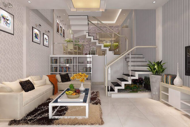 Phòng khách được thiết kế sang trọng hiện đại