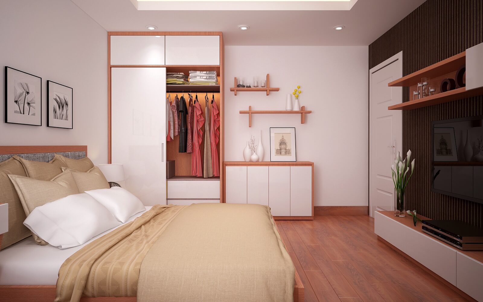 Thiết kế phòng ngủ trang nhã với nội thất tiện nghi
