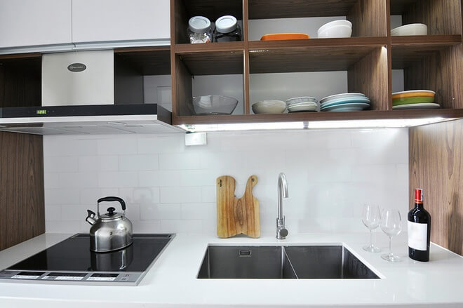 Cải tạo kệ chứa đồ nhà bếp chung cư 58 M2