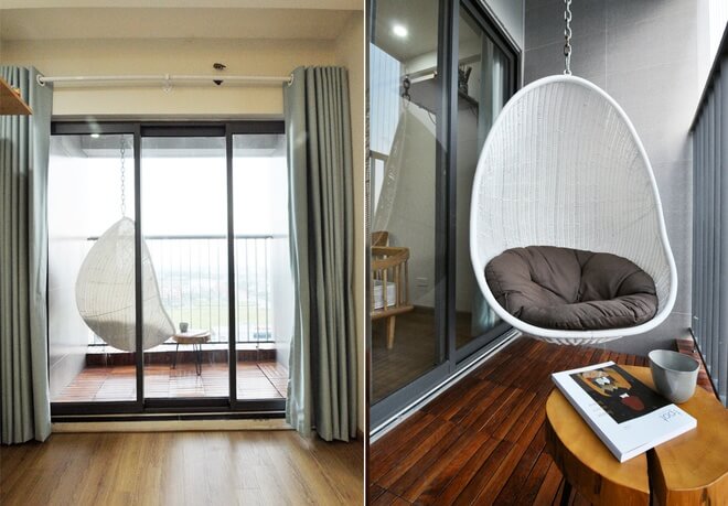 Cải tạo tận dung diện tích ban công chung cư 58 M2 thành nơi đọc sách, hút thuốc, ngắm cảnh ngoài trời