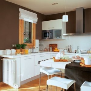 màu sơn nhà bếp đẹp với sơn nâu trắng