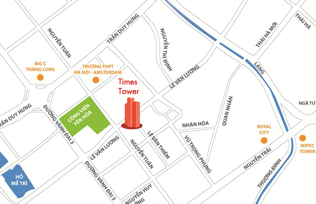 Vị trí chung cư Times Tower HACC1 Lê Văn Lương