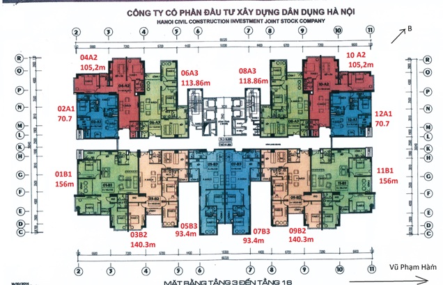 Mặt bằng chung cư Yên Hòa SunShine tầng 3 - 16