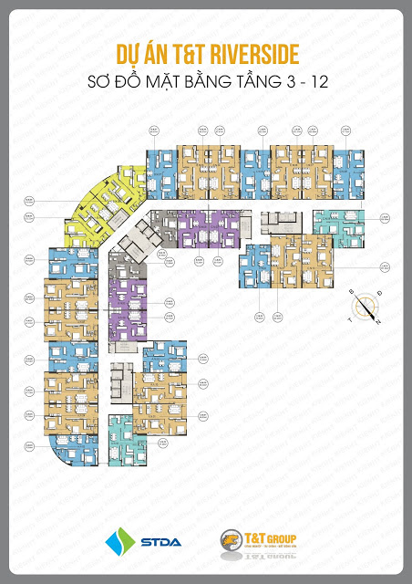 Mặt bằng tầng 3 - 12 chung cư 440 Vĩnh Hưng - T&T Riverside