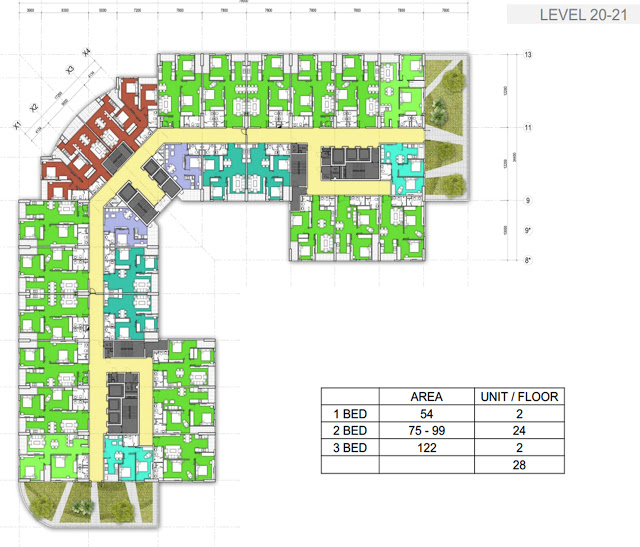 Mặt bằng tầng 20 - 21 chung cư 440 Vĩnh Hưng T&T Riverside