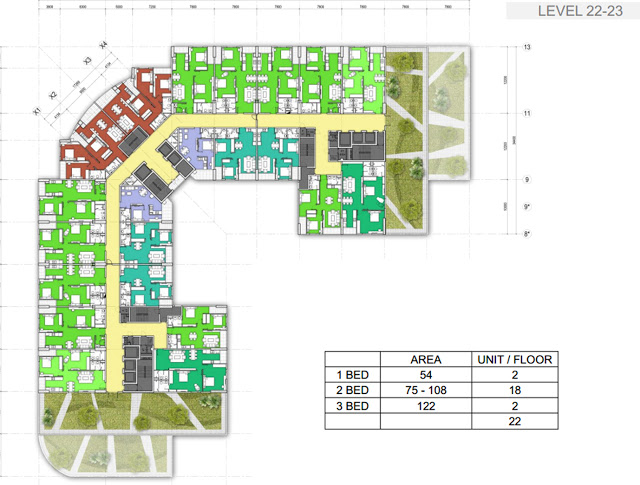 Mặt bằng tầng 22 - 23 chung cư 440 Vĩnh Hưng - T&T Riverside