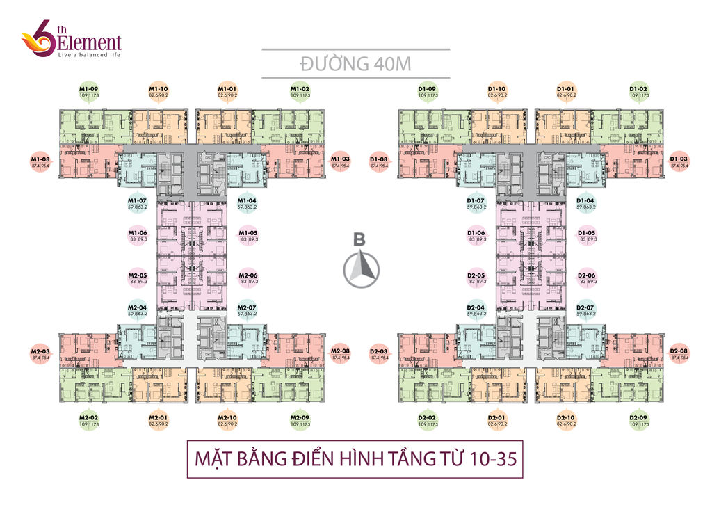 mặt bằng chung cư 6th element tầng 10 - 35