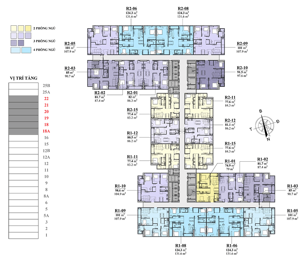 mặt bằng tầng 18a-22 chung cư florence tower