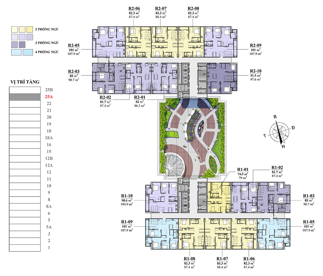 mặt bằng tầng 25a chung cư florence tower