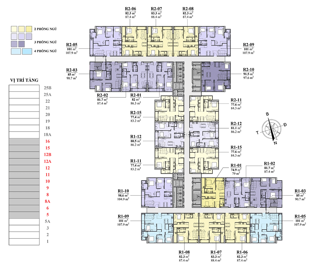 mặt bằng tầng 5-16 chung cư florence tower
