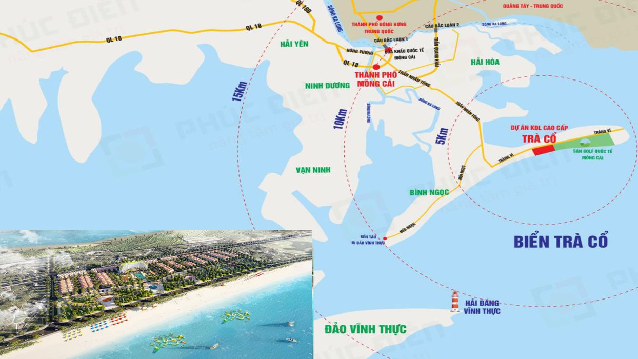 vị trí dự án trà cổ long beach luxury