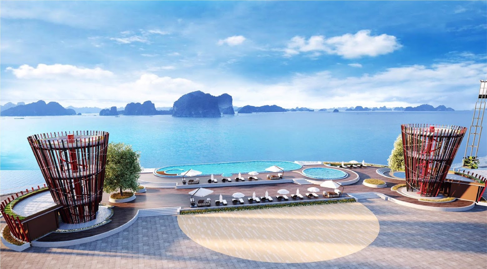 bể bơi vô cực bên vịnh