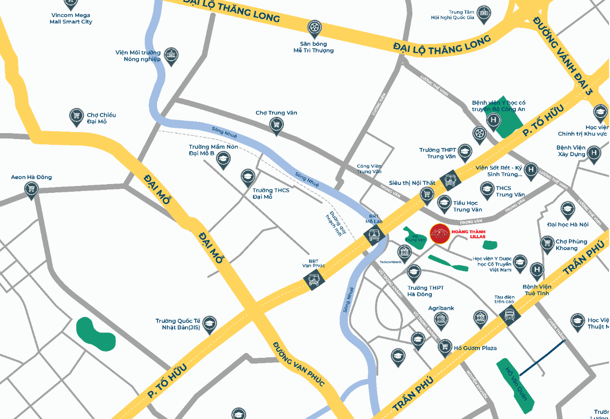 vị trí dự án hoàng thành villas mỗ lao hà đông