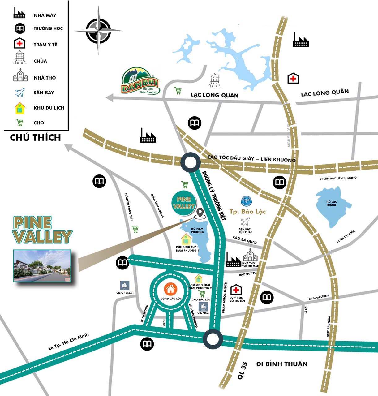 vị trí dự án pine valley bảo lộc
