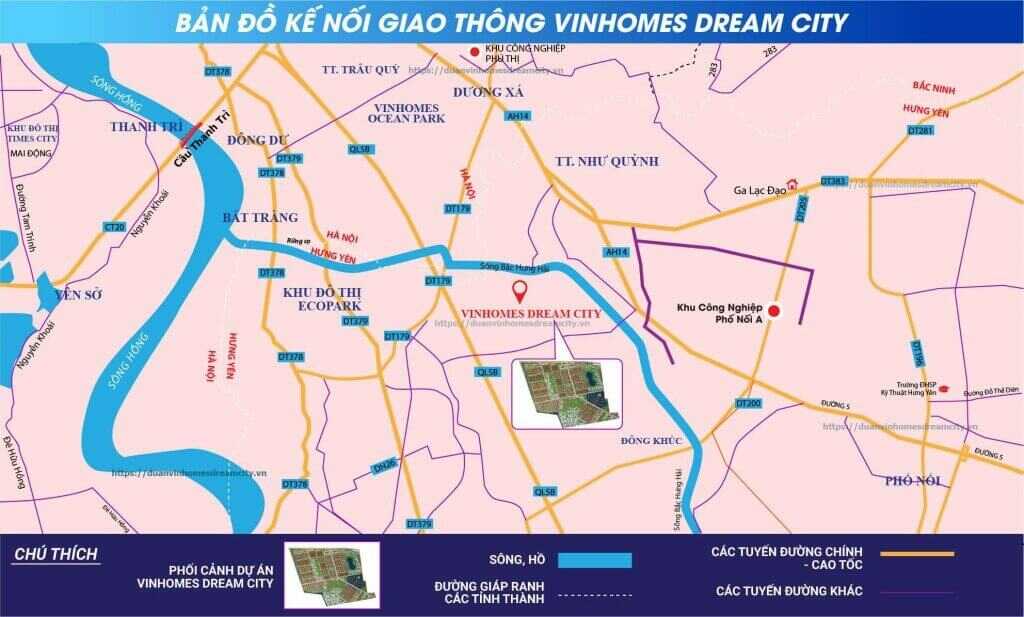 liên kết vùng dự án vinhomes dream city văn giang hưng yên