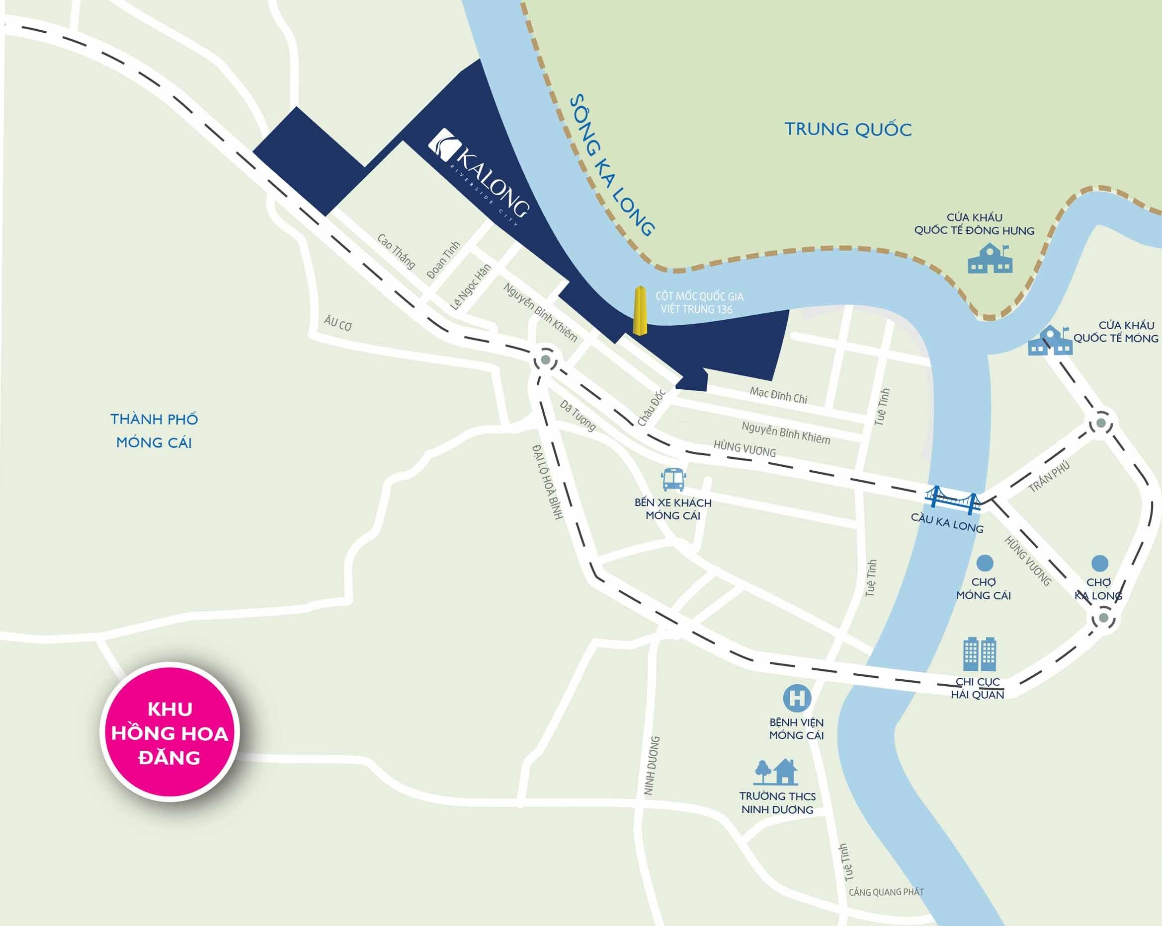 vị trí dự án kalong riverside city móng cái