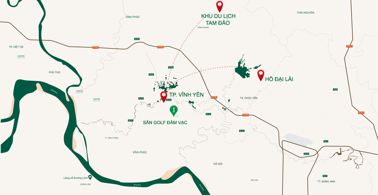 vị trí dự án river bay vĩnh yên bắc đầm vạc