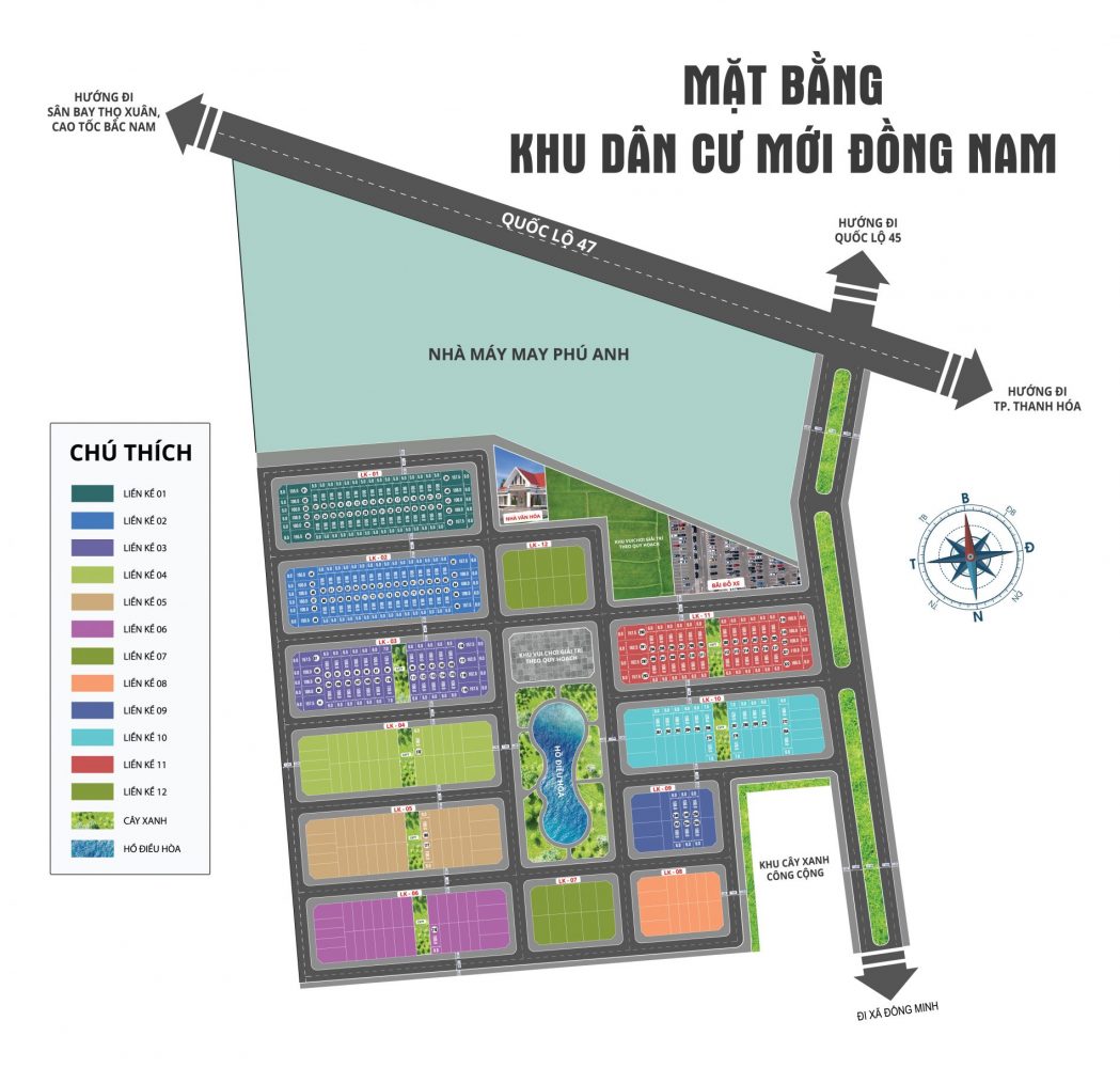 mặt bằng phân lô dự án khu dân cư đồng nam đông sơn
