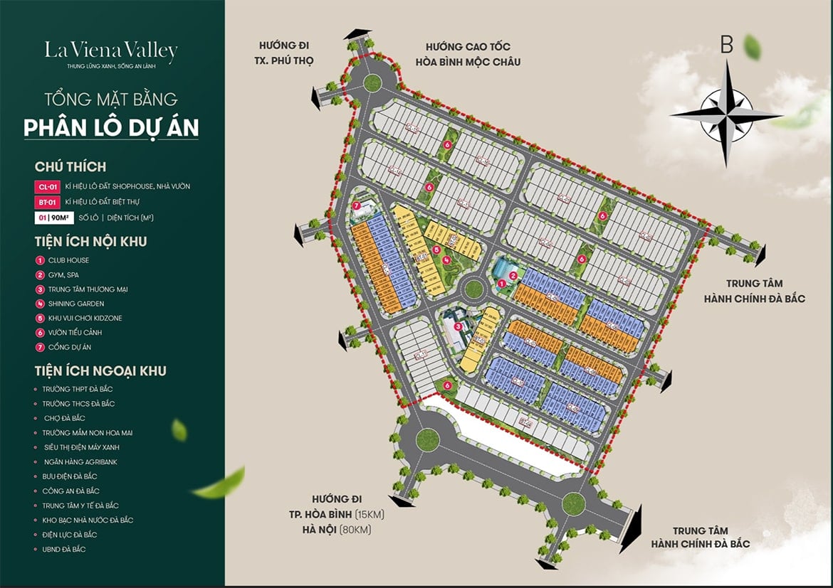 mặt bằng phân lô dự án la viena valley đà bắc hòa bình