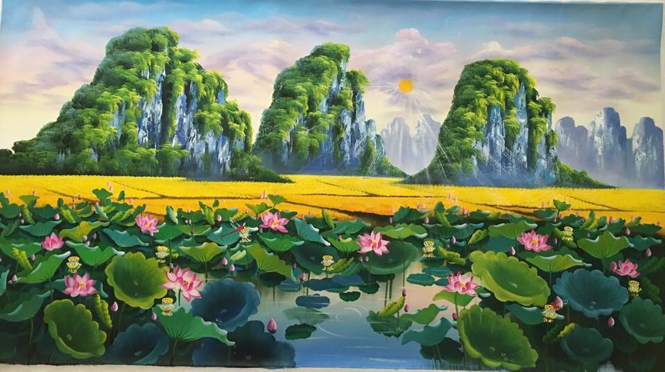 Tranh phong cảnh hoa sen Tranh phong cảnh hoa sen