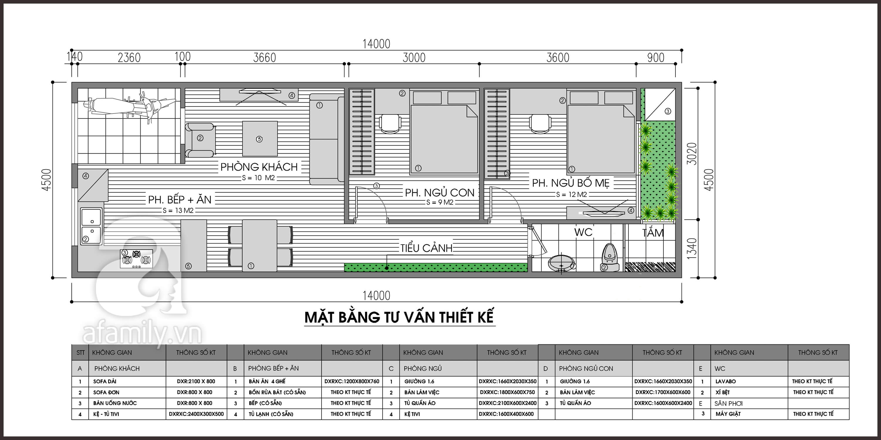Thiết kế nhà ống 1 tầng 65m2 thoáng đãng cho vợ chồng trẻ