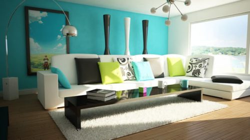Mẫu sơn nhà mầu xanh ngọc đẹp